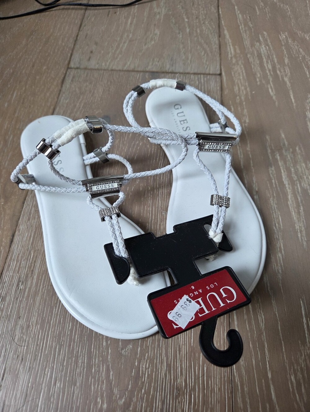 Guess size 6 white sandals